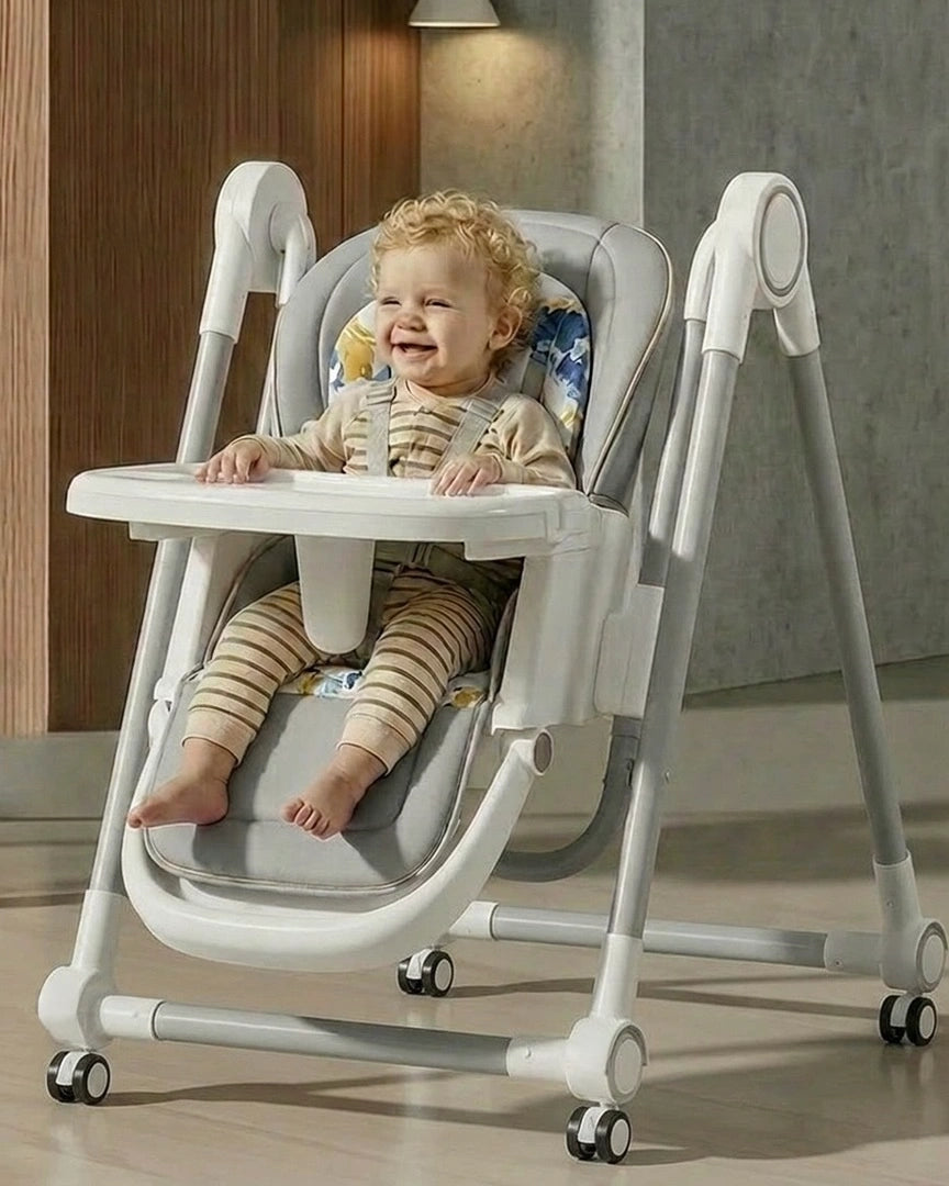 chaise haute bébé grise, bééb qui rit