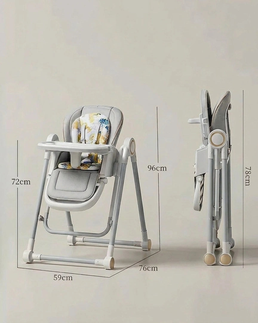 chaise haute bébé grise, dimensions