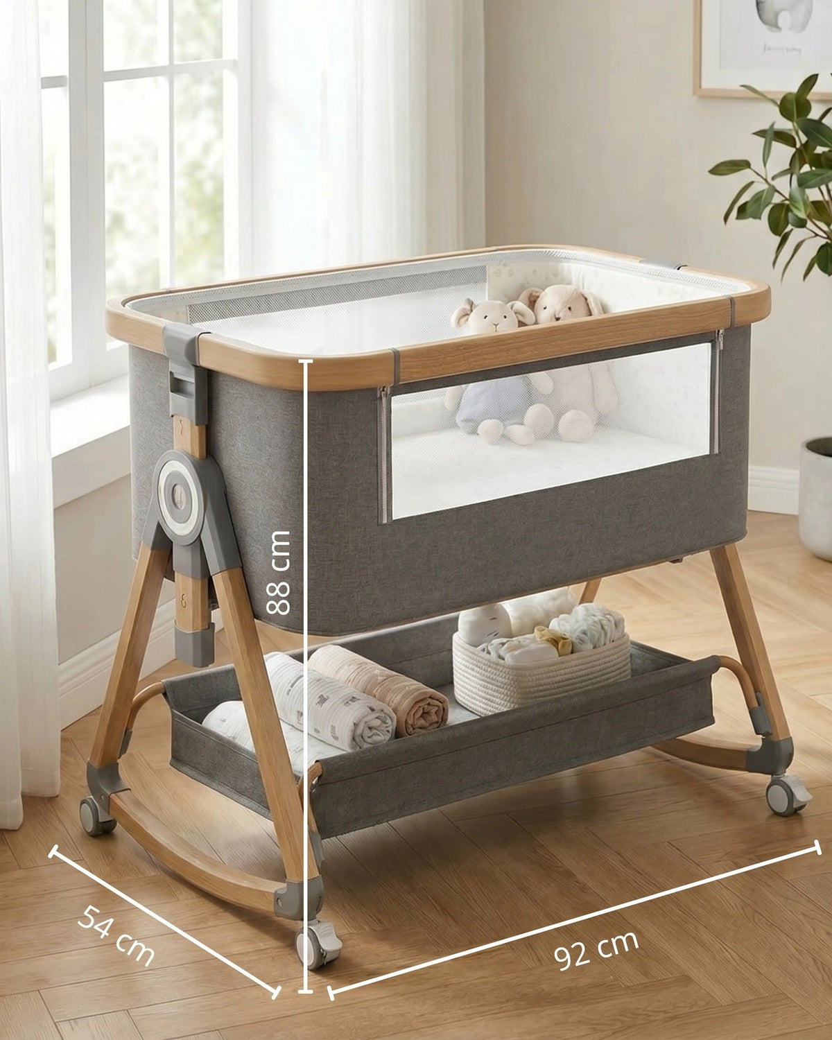 Lit cododo golden réglable en hauteur, bébé, vu de coté