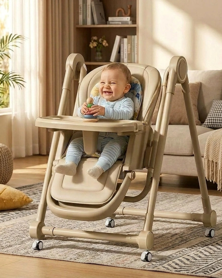 chaise haute bébé beige, bebe rigole