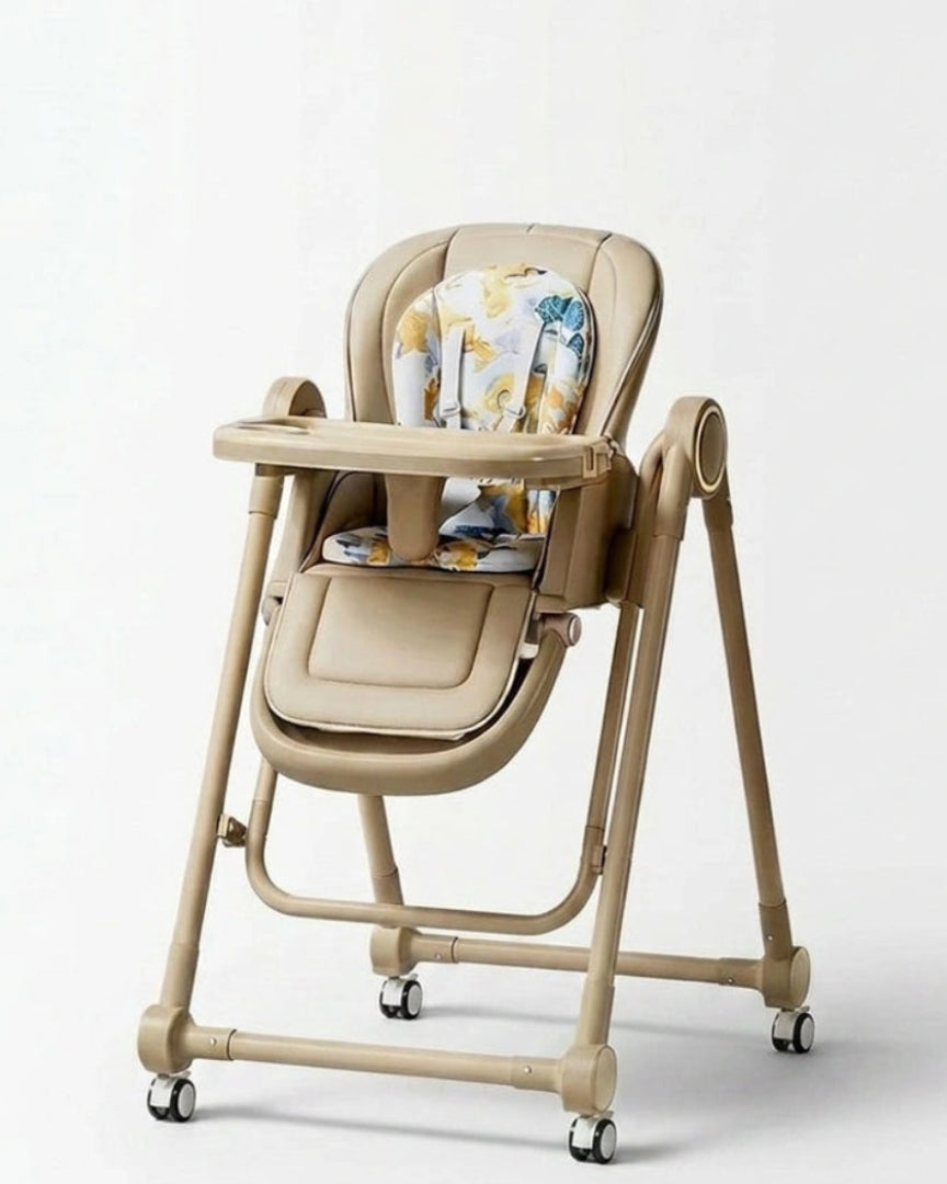 chaise haute bébé beige, vue produit