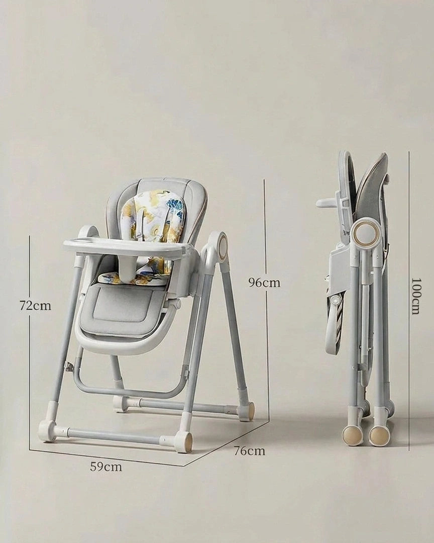 chaise haute bébé grise, dimensions