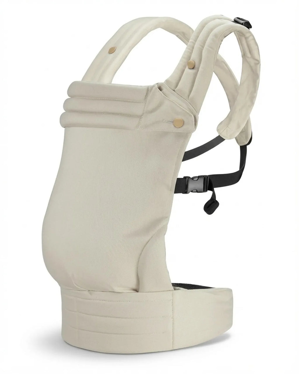 Porte‑bébé physiologique beige en coton doux — position ergonomique M pour bébé