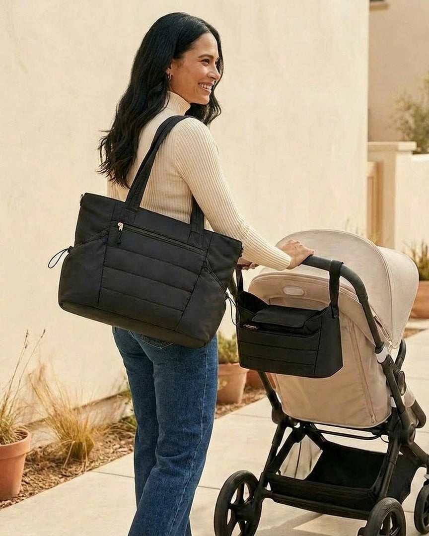 sac a langer noir,maman promene