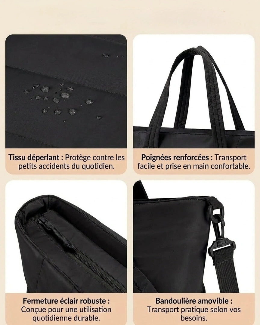 sac a langer noir, vue multiples, qualités